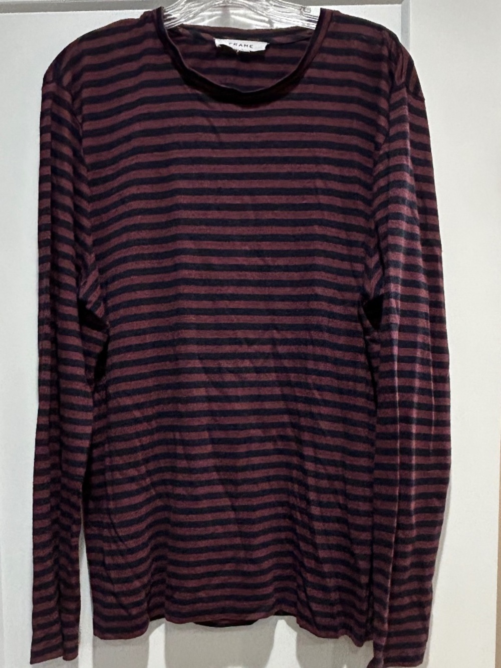 Women's FRAME Stripe Long Sleeve Shirt T-Shirt Size L Large